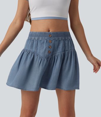 Lässiger Minirock in A-Linie aus Lyocell-Denim mit mittelhohem Bund