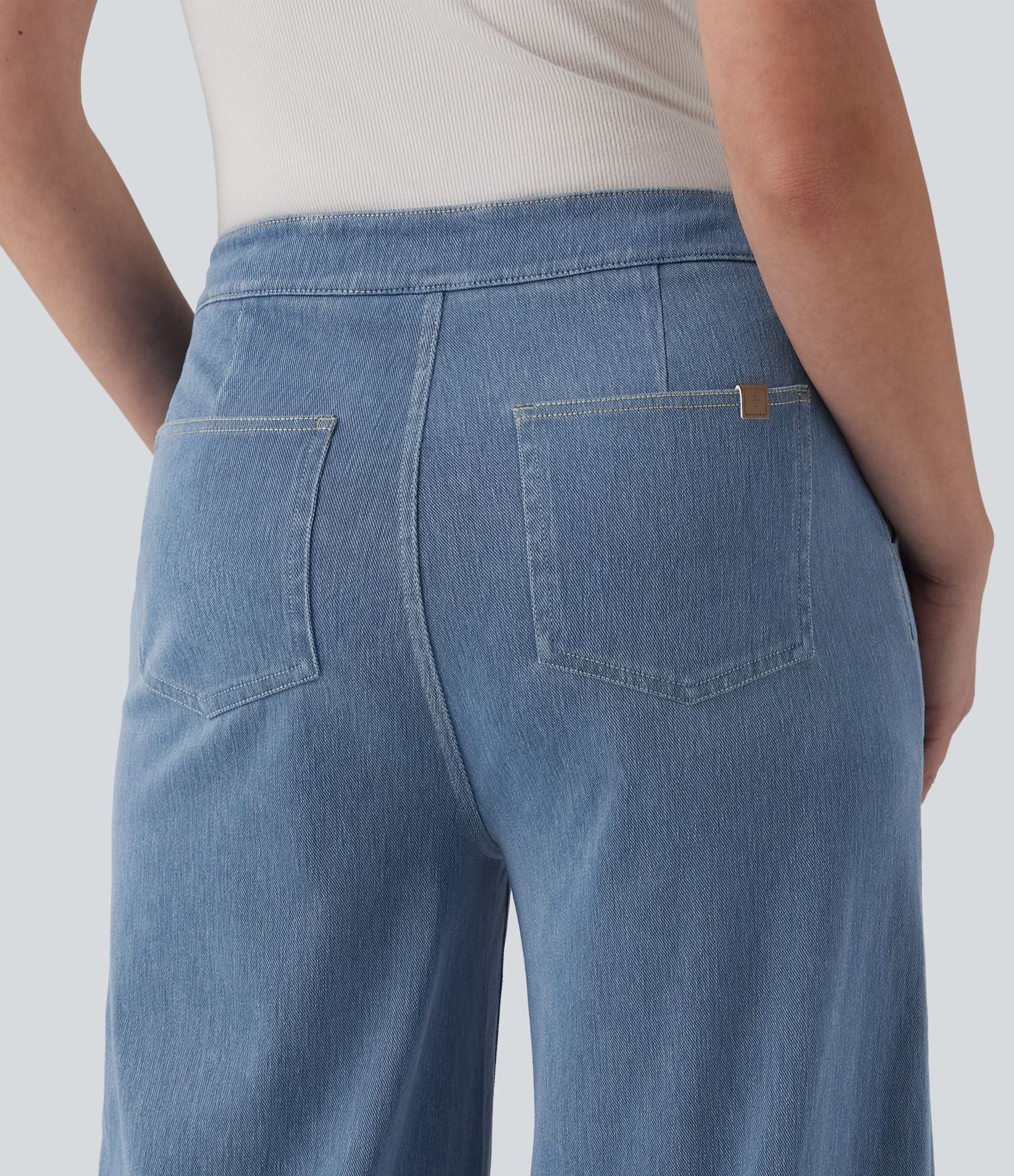 Halara Flex™ High Waisted Decorative Buttons Casual Wide Leg Jeans with Pockets