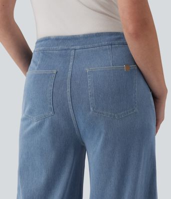 Halara Flex™ High Waisted Decorative Buttons Casual Wide Leg Jeans with Pockets