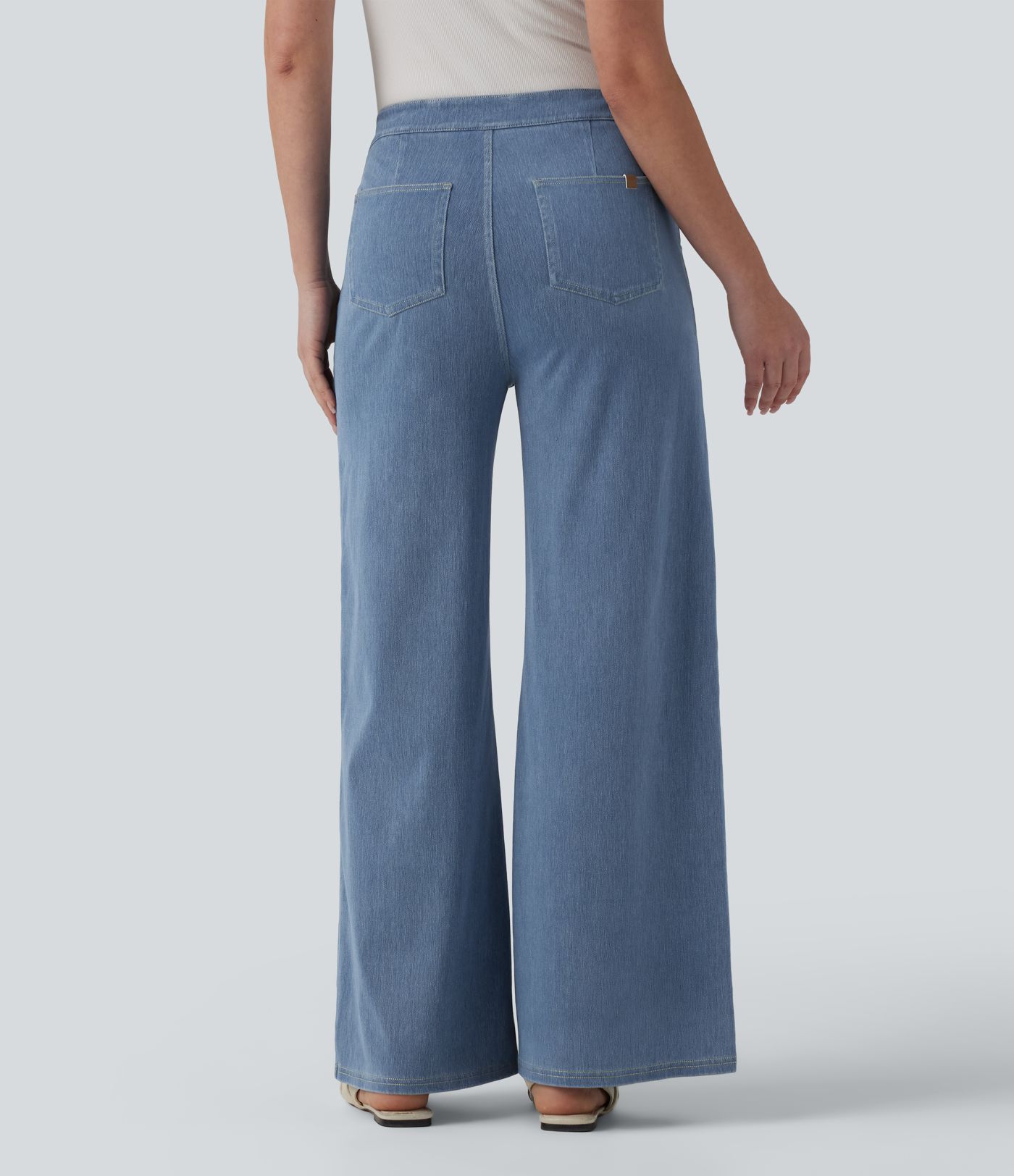 Halara Flex™ High Waisted Decorative Buttons Casual Wide Leg Jeans with Pockets