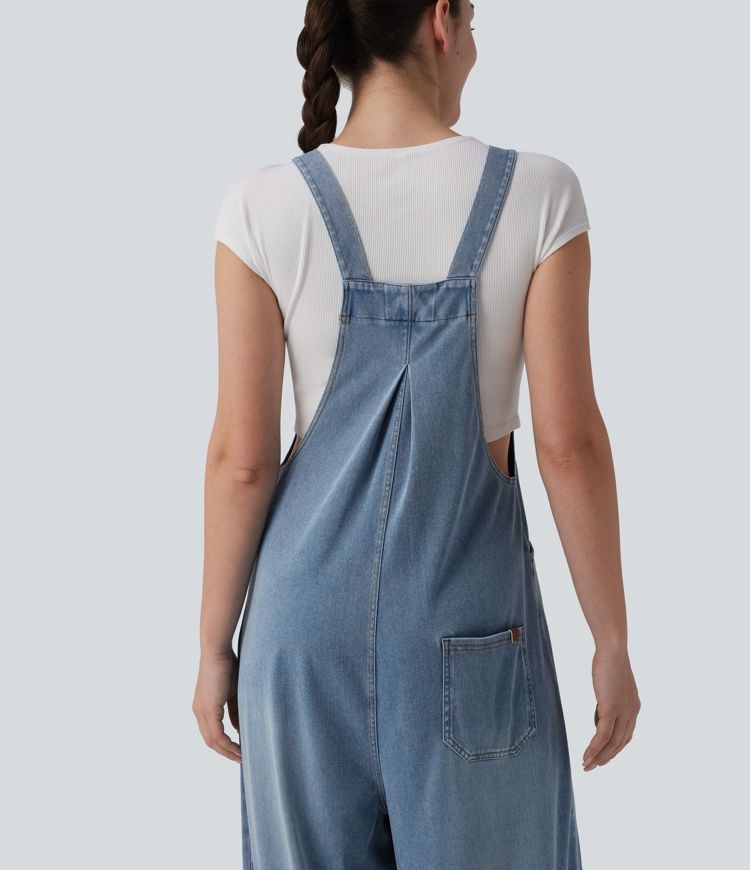 Halara Flex™ Salopette ample drapée en lyocell avec bretelles réglables et poches