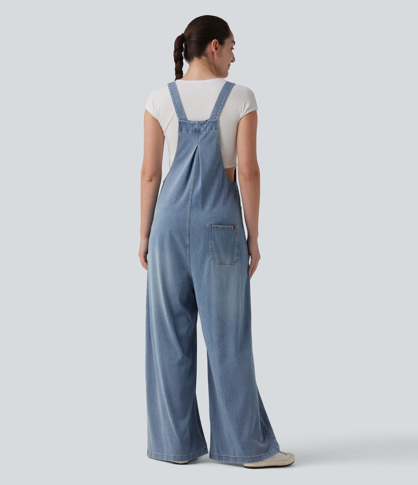 Halara Flex™ Salopette ample drapée en lyocell avec bretelles réglables et poches