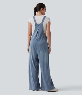 Halara Flex™ Salopette ample drapée en lyocell avec bretelles réglables et poches