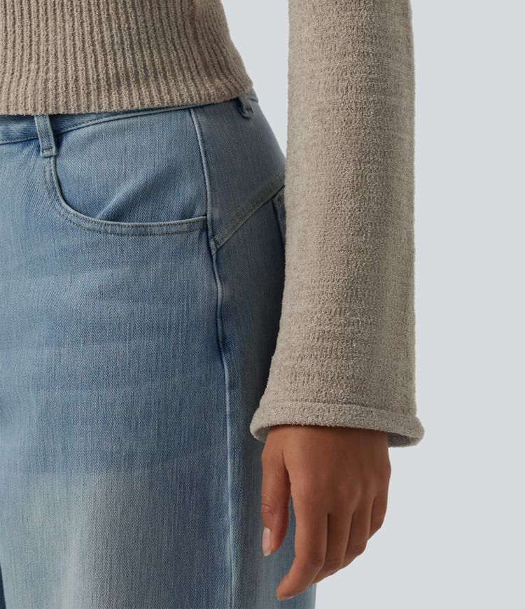 Hooded Flounce Sleeve Zip Fly Casual Cardigan