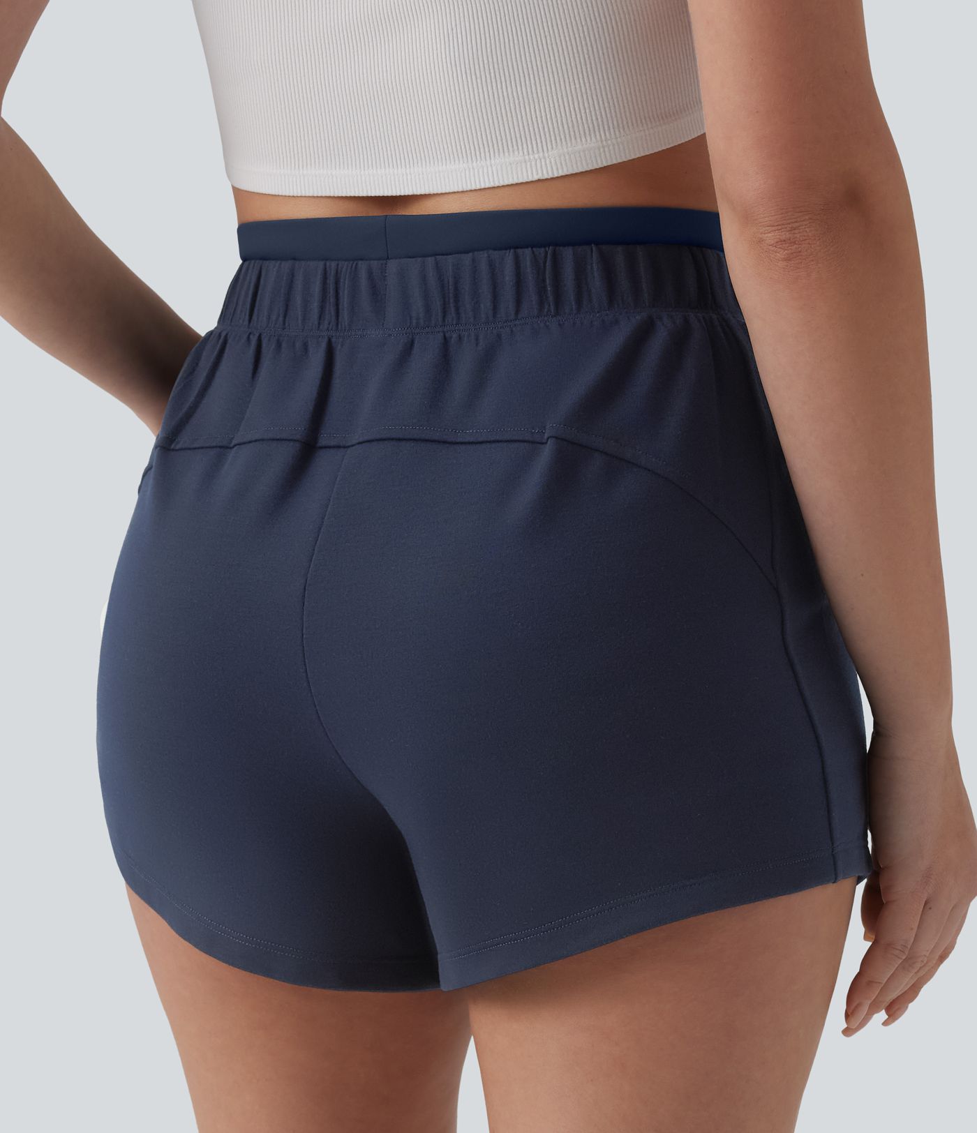 High Waisted 2-in-1 Casual Shorts 4'' with Pockets