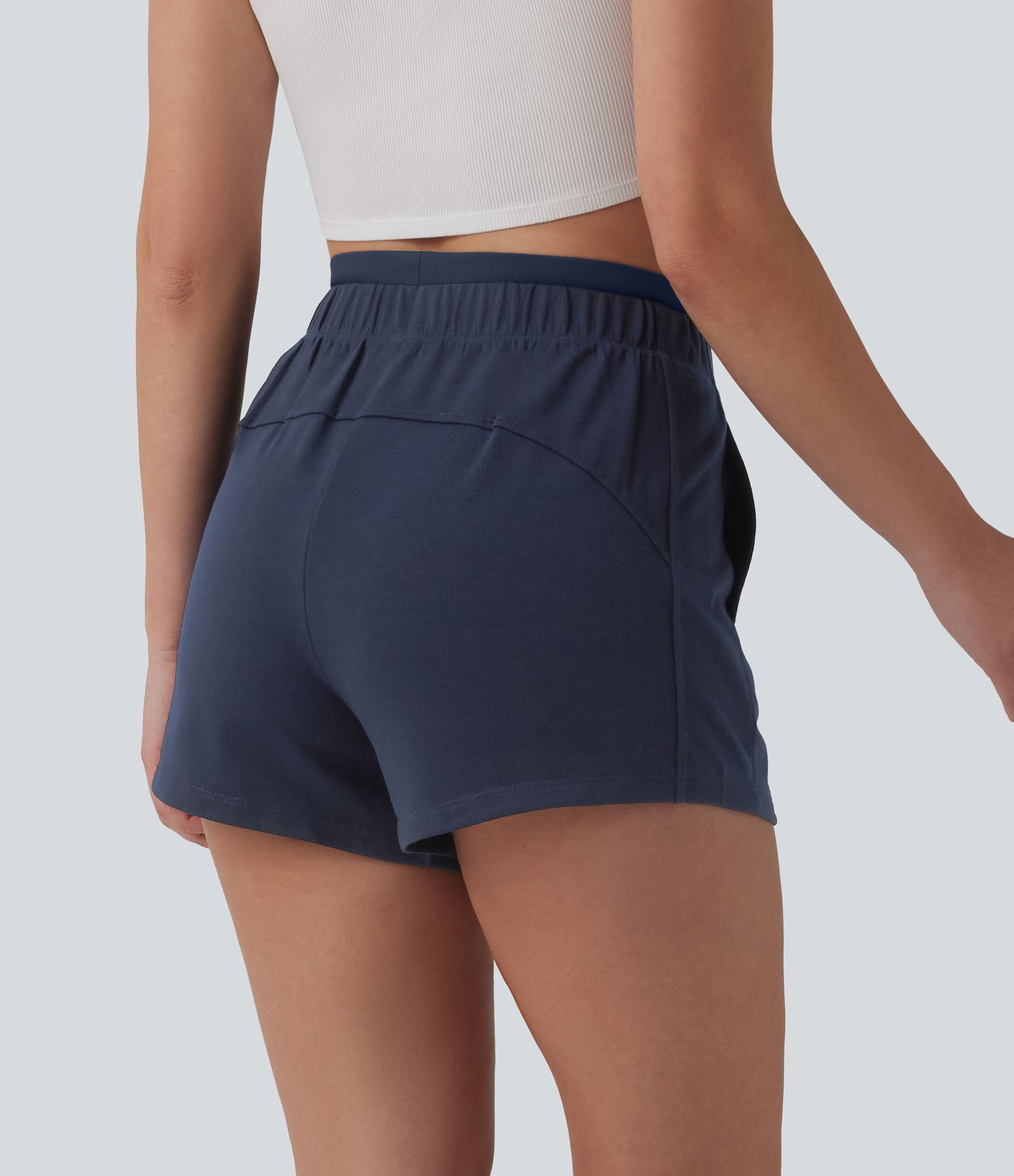 High Waisted 2-in-1 Casual Shorts 4'' with Pockets