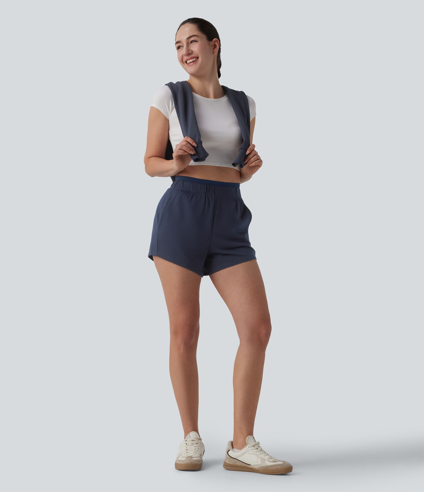 High Waisted 2-in-1 Casual Shorts 4'' with Pockets