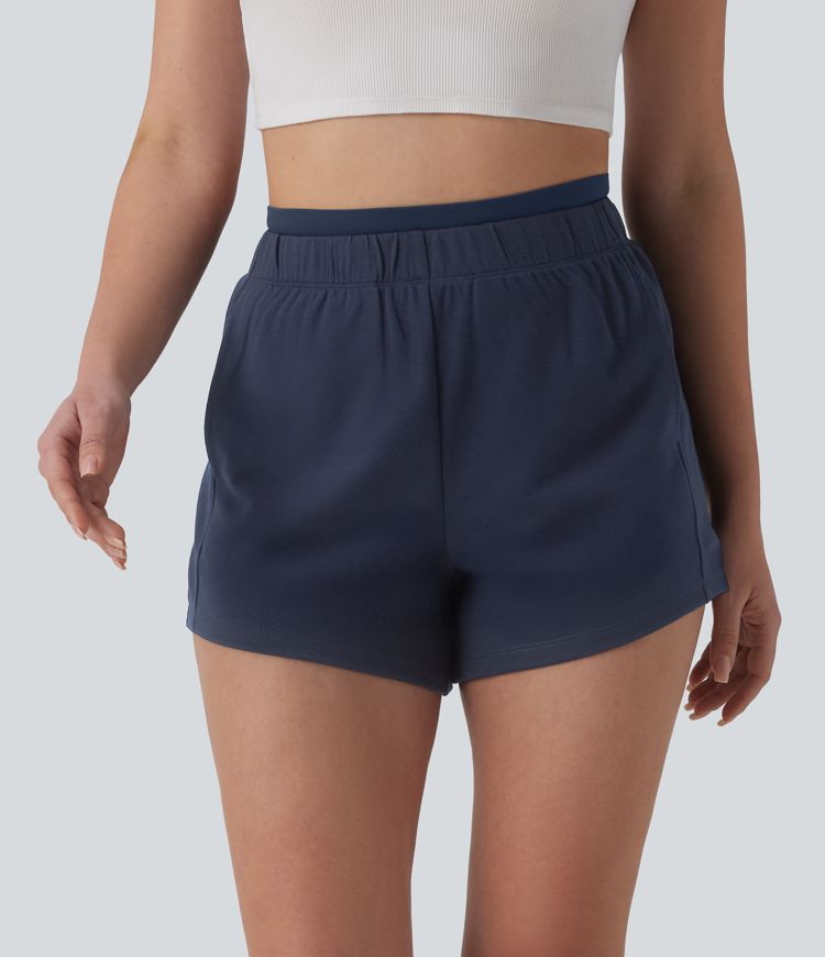 High Waisted 2-in-1 Casual Sweat Shorts 4'' with Pockets