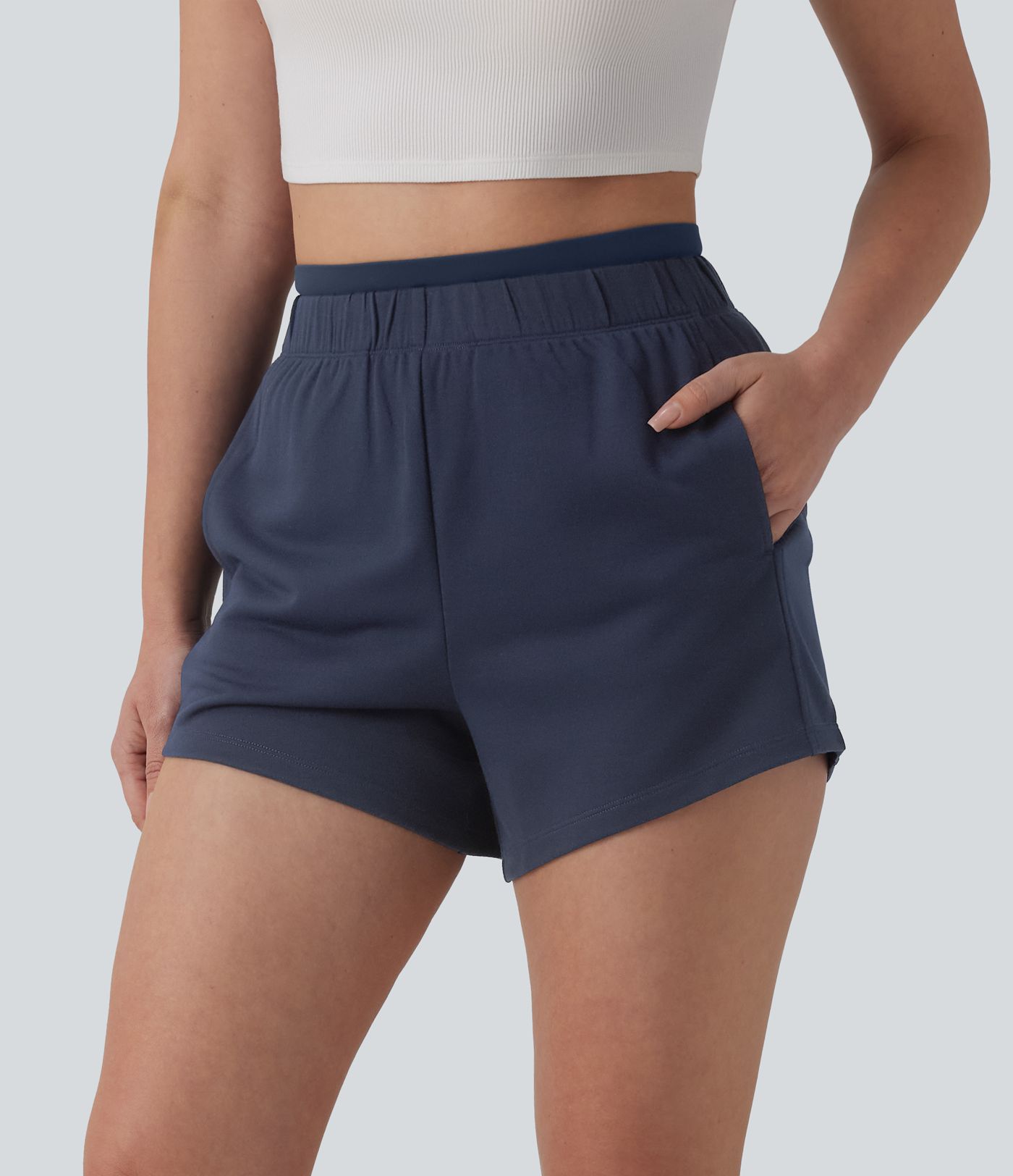 High Waisted 2-in-1 Casual Shorts 4'' with Pockets
