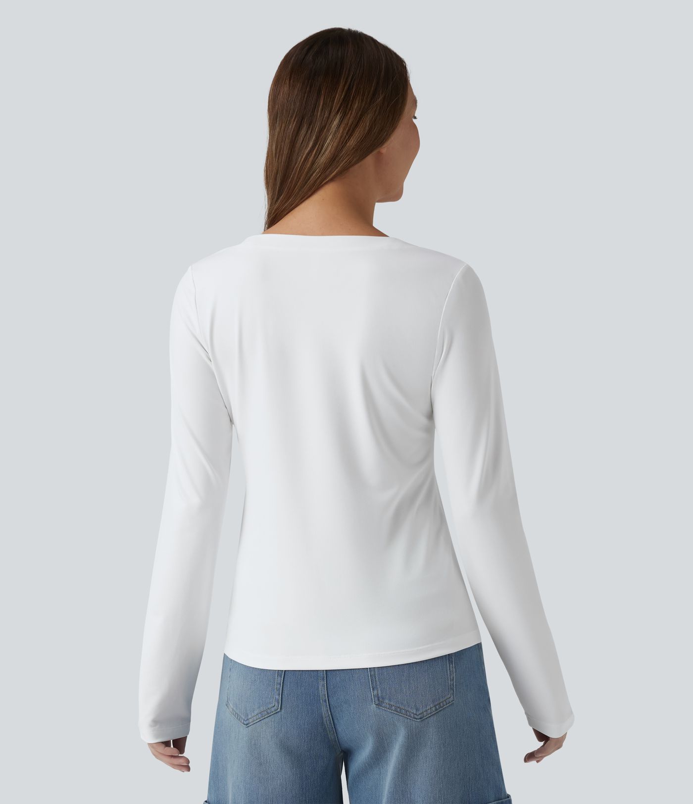 V Neck Long Sleeve 2-in-1 Casual T-Shirt