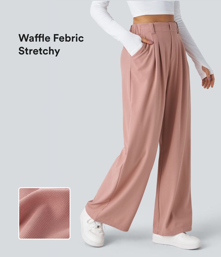 Halara Flex™ High Waisted Pocket Wide Leg Waffle Women Suit Work Pants