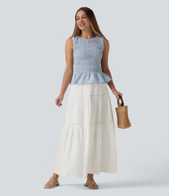 Mid Rise Flowy Maxi Skirt