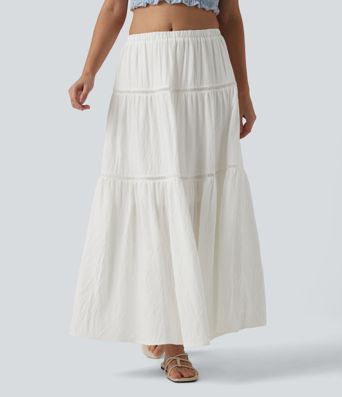 Mid Rise Flowy Maxi Skirt