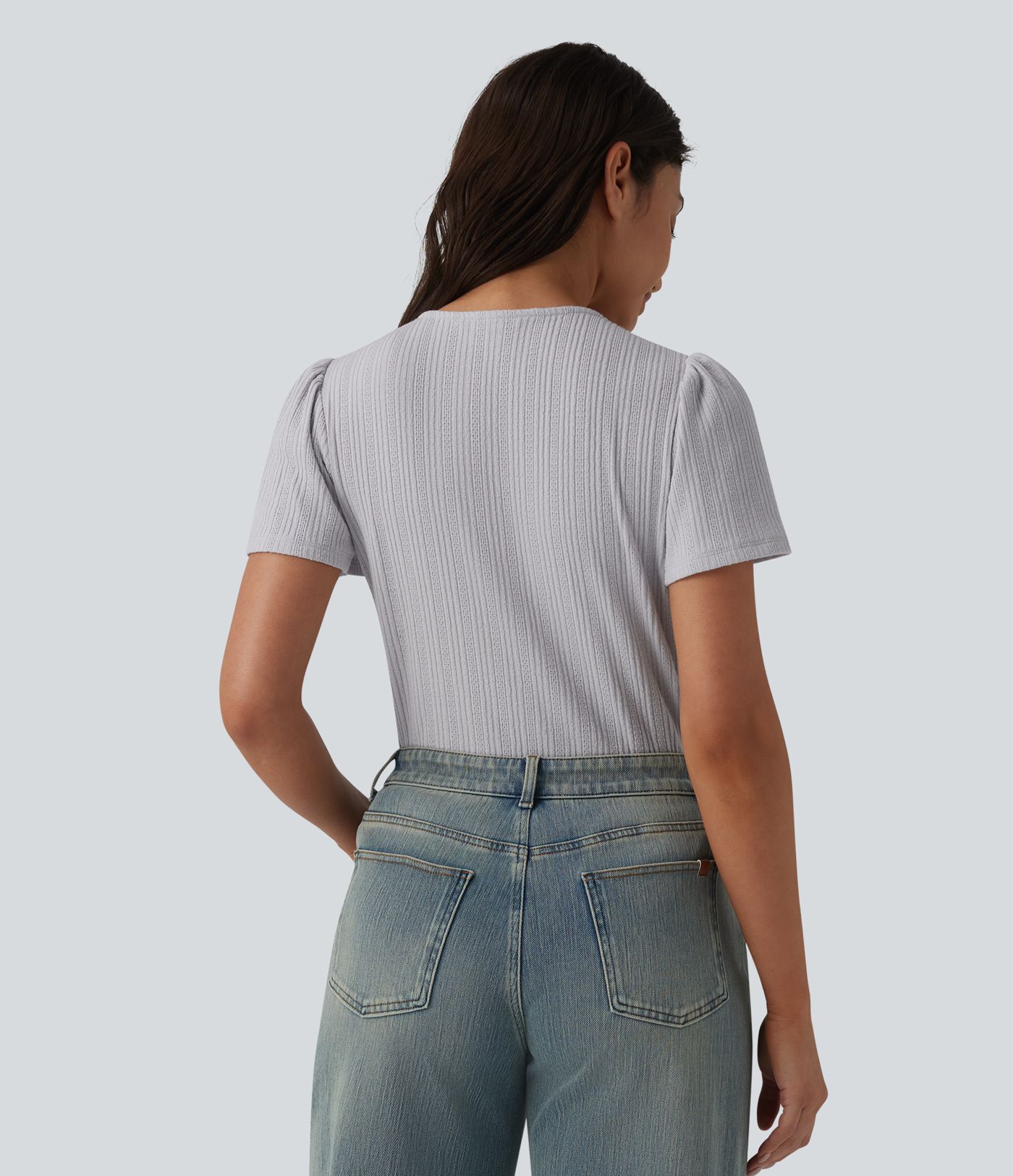 V Neck Short Sleeve Casual Top