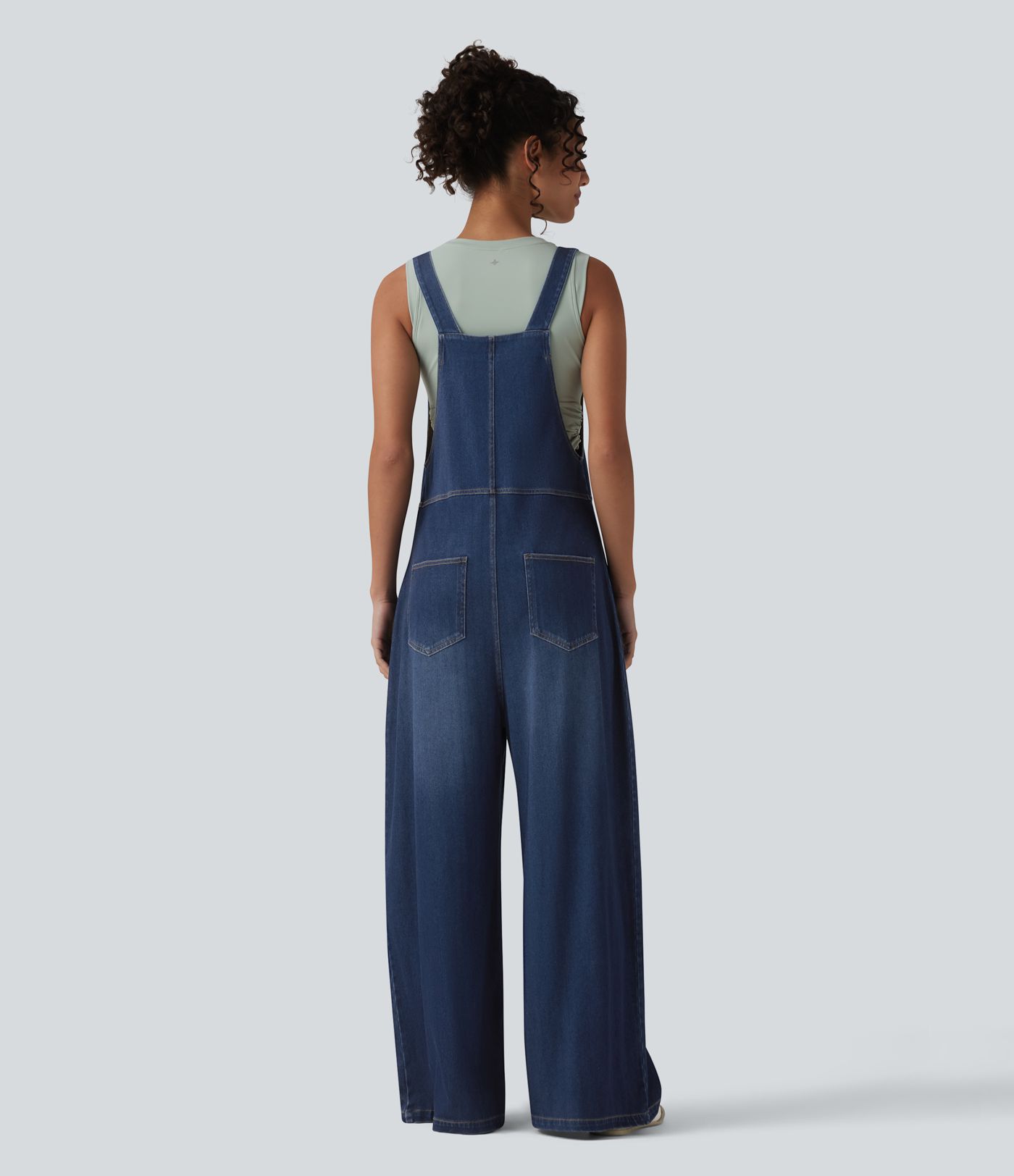 Halara Flex™ - Salopette décontractée et drapée en lyocell lavé, avec de multiples poches et des bretelles réglables