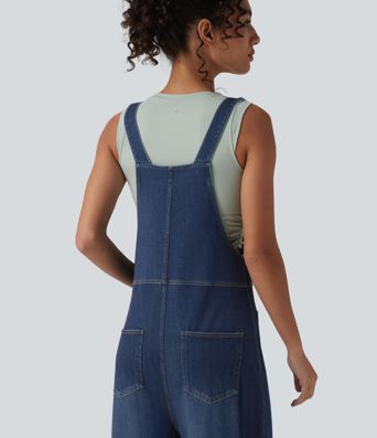 Halara Flex™ - Salopette décontractée et drapée en lyocell lavé, avec de multiples poches et des bretelles réglables