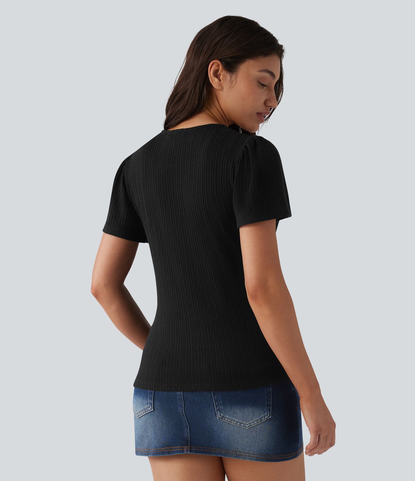 V Neck Short Sleeve Casual Top