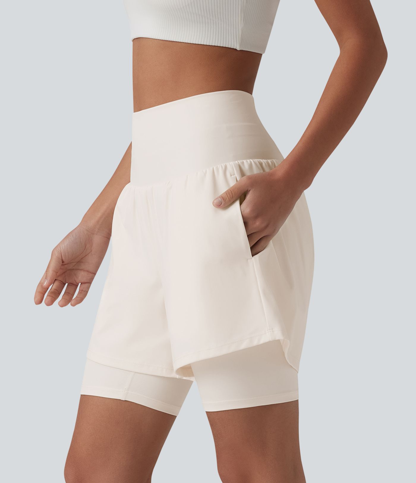 Shorts de yoga 2 en 1 SoftlyZero™, ligeros y transpirables, súper altos, con una sensación de frescura, 7'' con bolsas