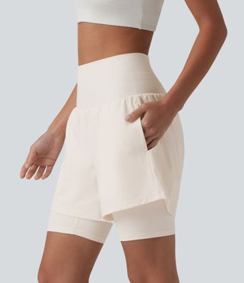 Shorts de yoga 2 en 1 SoftlyZero™, ligeros y transpirables, súper altos, con una sensación de frescura, 7'' con bolsas