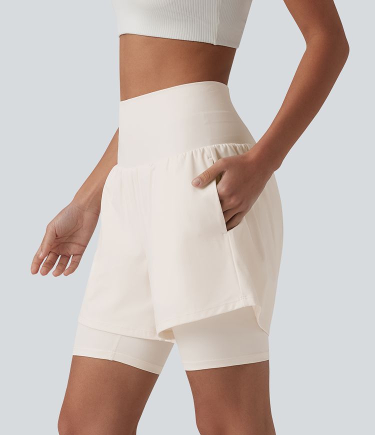 Shorts de yoga 2 en 1 SoftlyZero™, ligeros y transpirables, súper altos, con una sensación de frescura, 7'' con bolsas