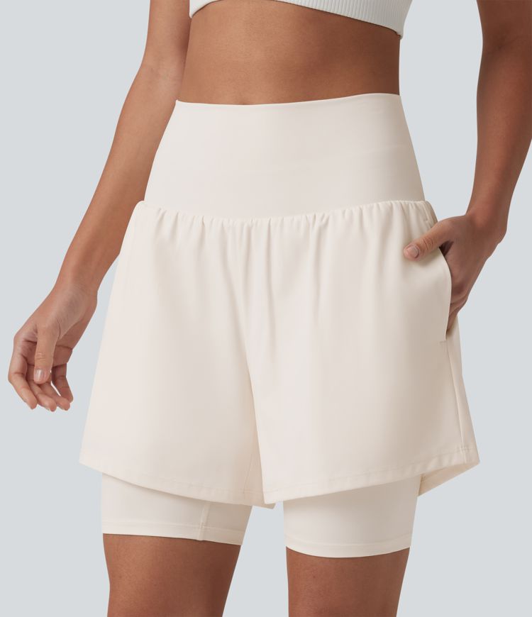 Shorts de yoga 2 en 1 SoftlyZero™, ligeros y transpirables, súper altos, con una sensación de frescura, 7'' con bolsas