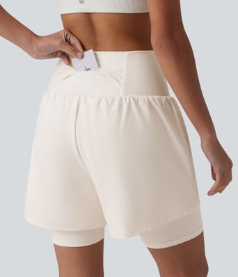 Shorts de yoga 2 en 1 SoftlyZero™, ligeros y transpirables, súper altos, con una sensación de frescura, 7'' con bolsas