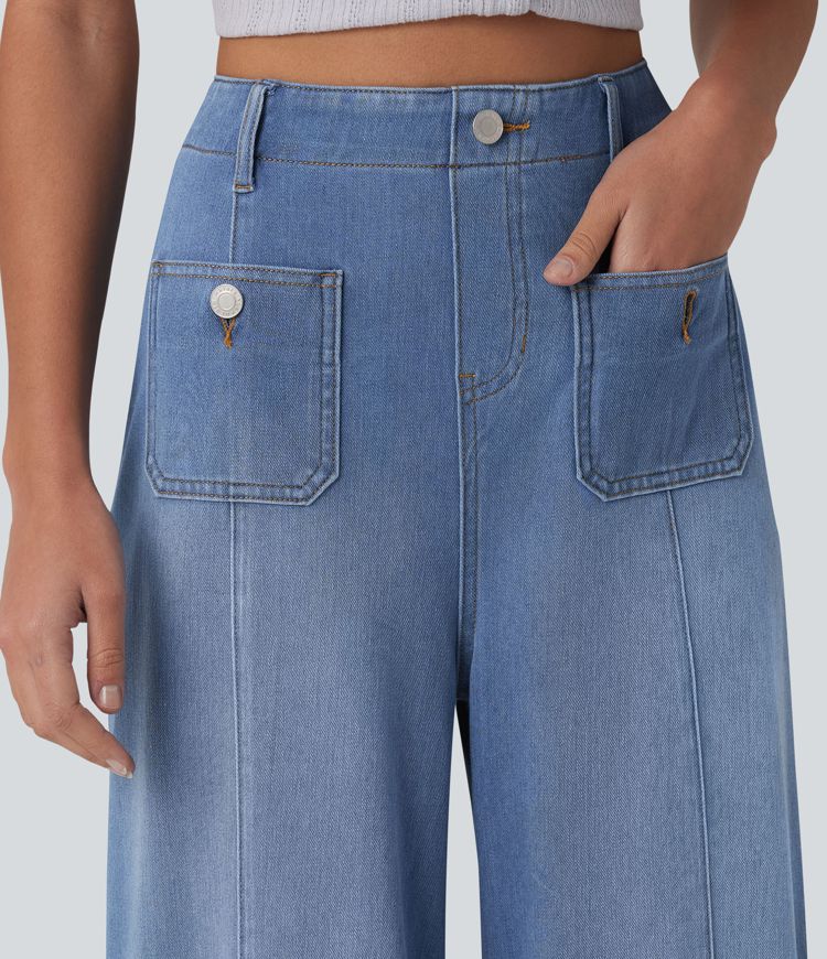 Halara Flex™ High Waisted Wide Leg Flare Casual Jeans with Pockets