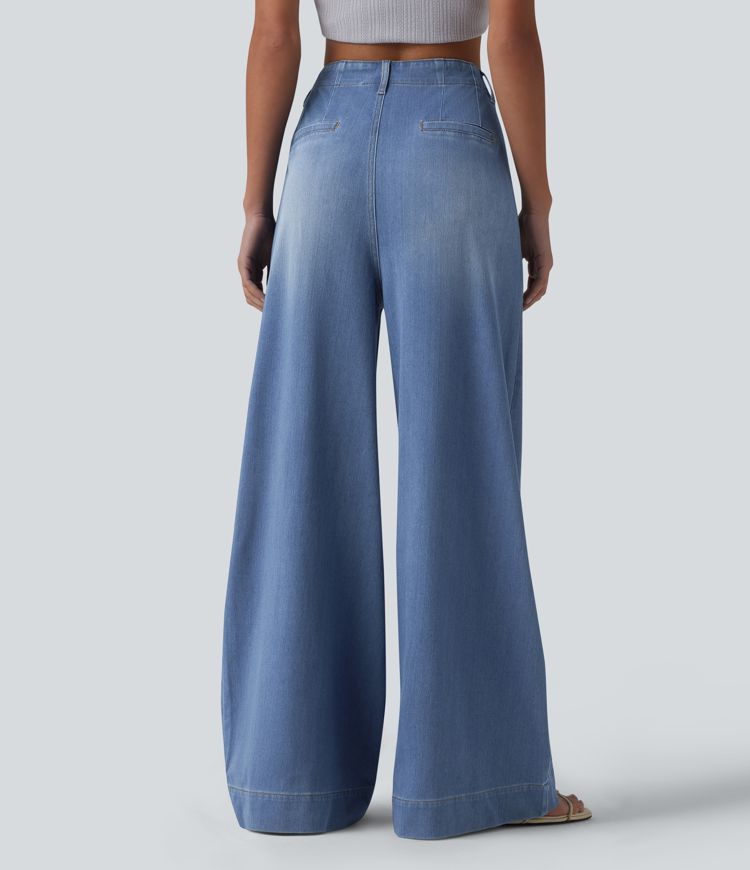 Halara Flex™ High Waisted Wide Leg Flare Casual Jeans with Pockets