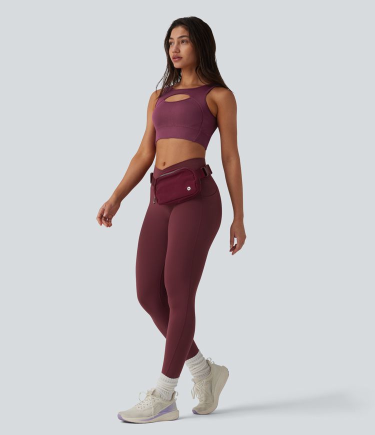 OneForm Seamless Flow Low Support Cut-out Built-in Bra Yoga Sports Bra-Front and Back Wearable