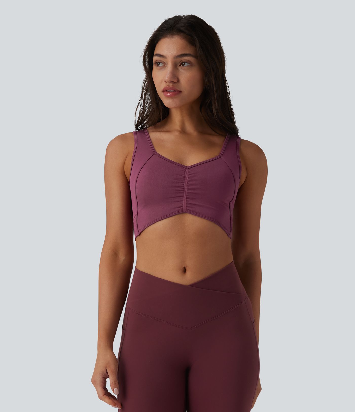 OneForm Seamless Flow Low Support Cut-out Built-in Bra Yoga Sports Bra-Front and Back Wearable