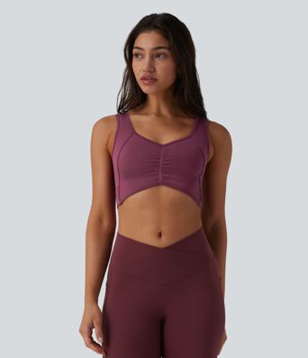 OneForm Seamless Flow Low Support Cut-out Built-in Bra Yoga Sports Bra-Front and Back Wearable