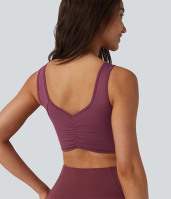 OneForm Seamless Flow Low Support Cut-out Built-in Bra Yoga Sports Bra-Front and Back Wearable