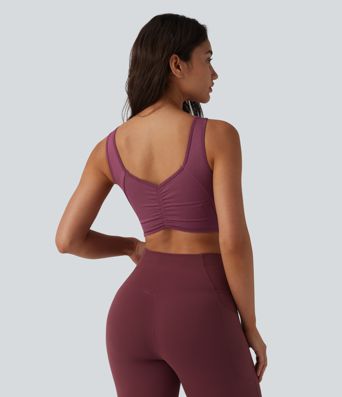 OneForm Seamless Flow Low Support Cut-out Built-in Bra Yoga Sports Bra-Front and Back Wearable