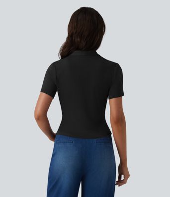 V Neck Short Sleeve Work Blouse