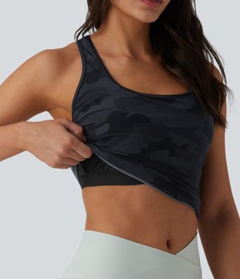 Halara UltraSculpt™ Camo Print U-Neck Racerback Built-in Bra Yoga Tank Top
