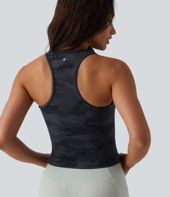 Halara UltraSculpt™ Camo Print U-Neck Racerback Built-in Bra Yoga Tank Top