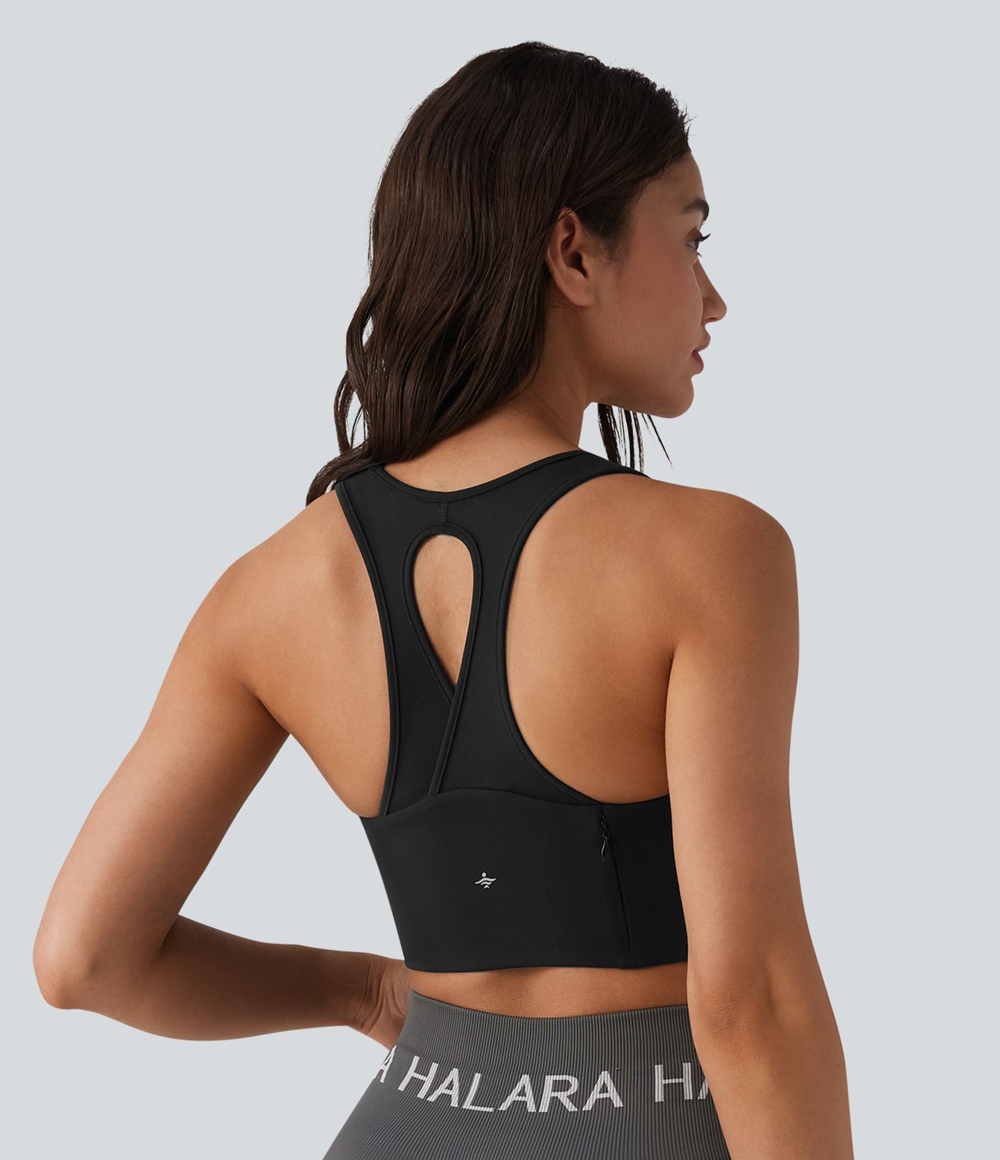 SoftlyZero™ Plush Low Support Racerback U-Neck Built-in Bra Yoga Sports Bra with Pocket