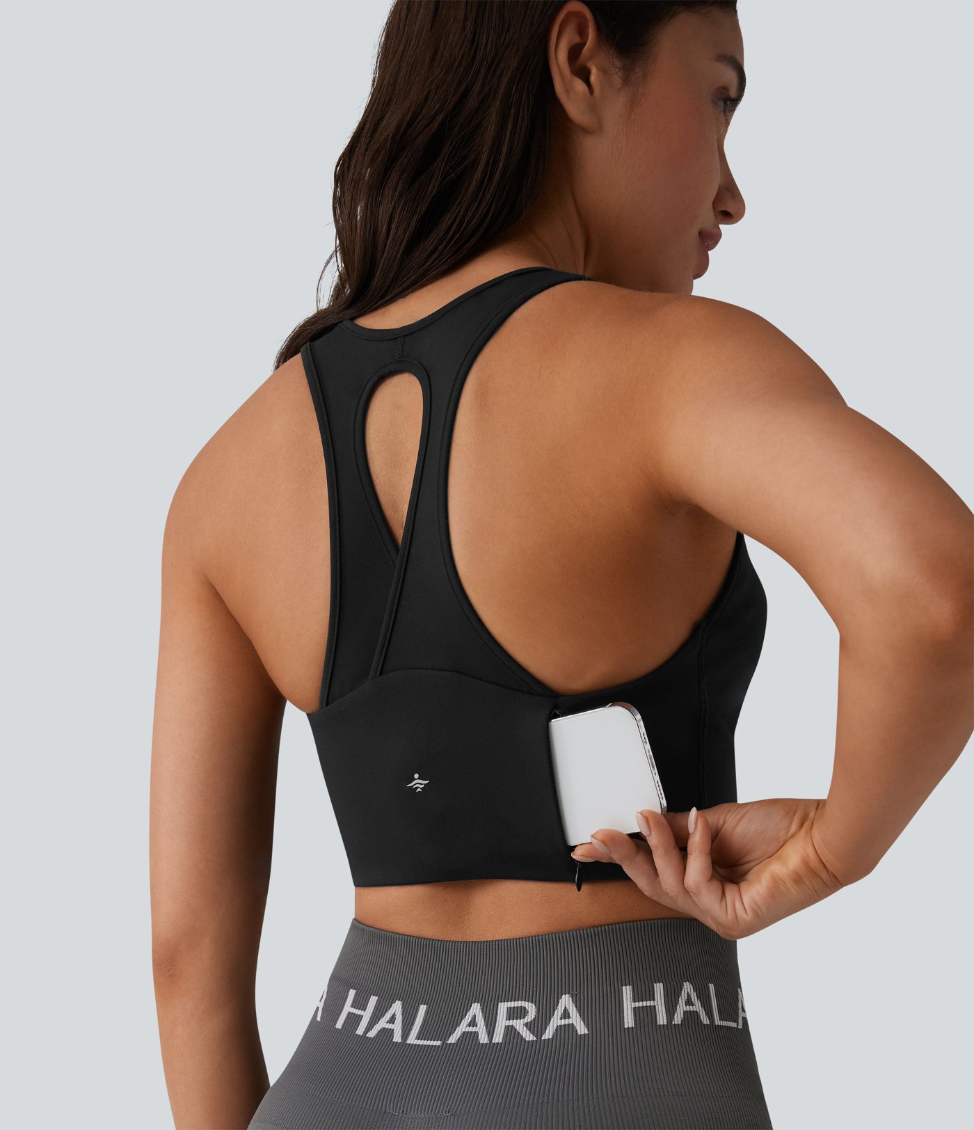 SoftlyZero™ Plush Low Support Racerback U-Neck Built-in Bra Yoga Sports Bra with Pocket