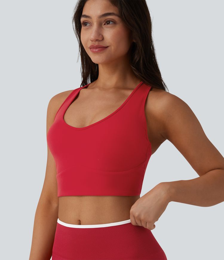Softlyzero™ Plush - Sport-BH mit U-Ausschnitt, Rückentasche, leichtem Support, Racerback und integriertem BH