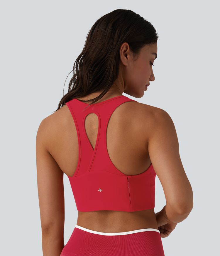 Softlyzero™ Plush - Sport-BH mit U-Ausschnitt, Rückentasche, leichtem Support, Racerback und integriertem BH