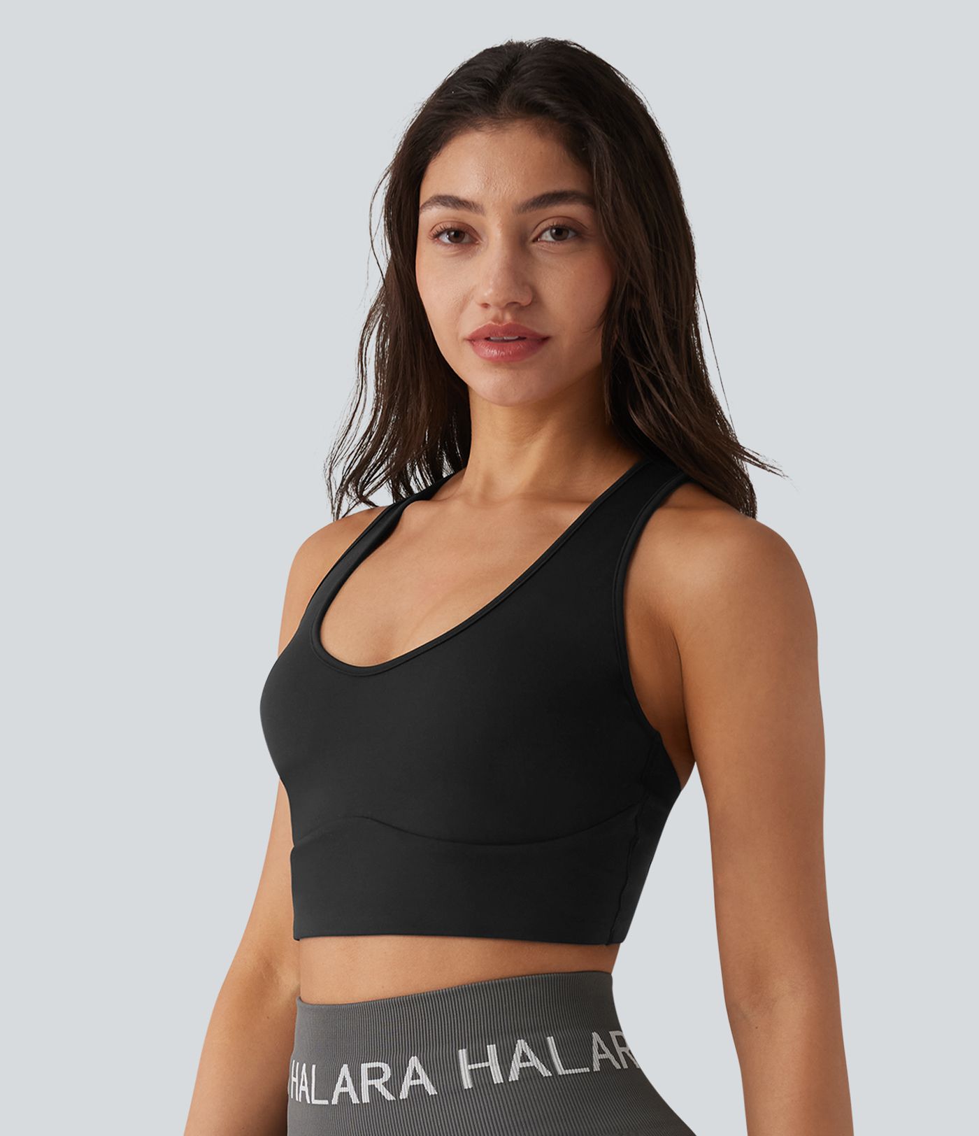 SoftlyZero™ Plush Low Support Racerback U-Neck Built-in Bra Yoga Sports Bra with Pocket