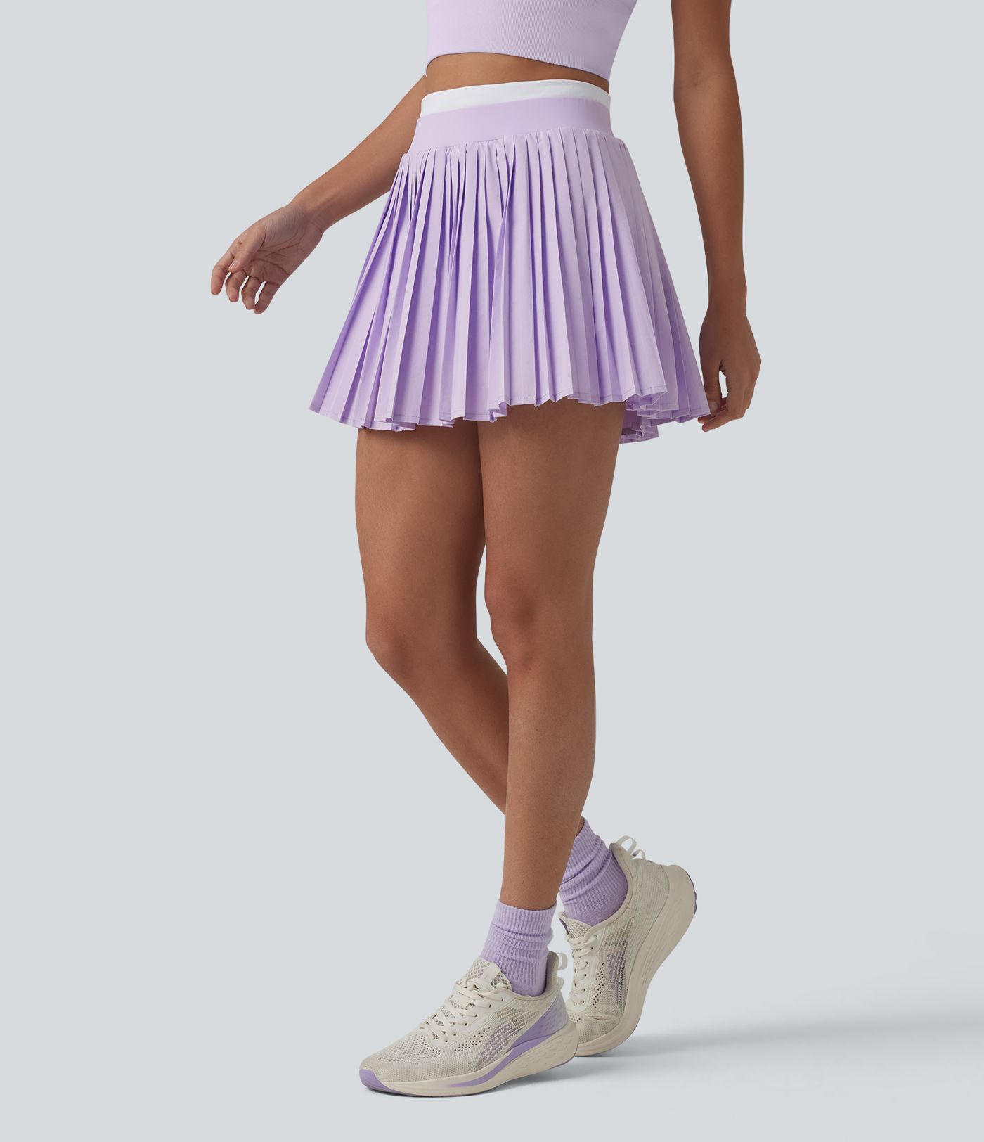 Breezeful™ High Waisted Color Block 2-in-1 Pleated Mini Quick Dry Tennis Skirt with Pockets