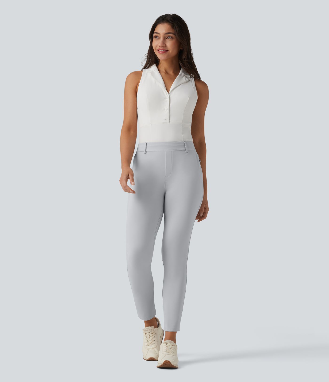 Mid Rise Quick Dry Golf Slim Pants-Golf Tee Pocket-UPF40+