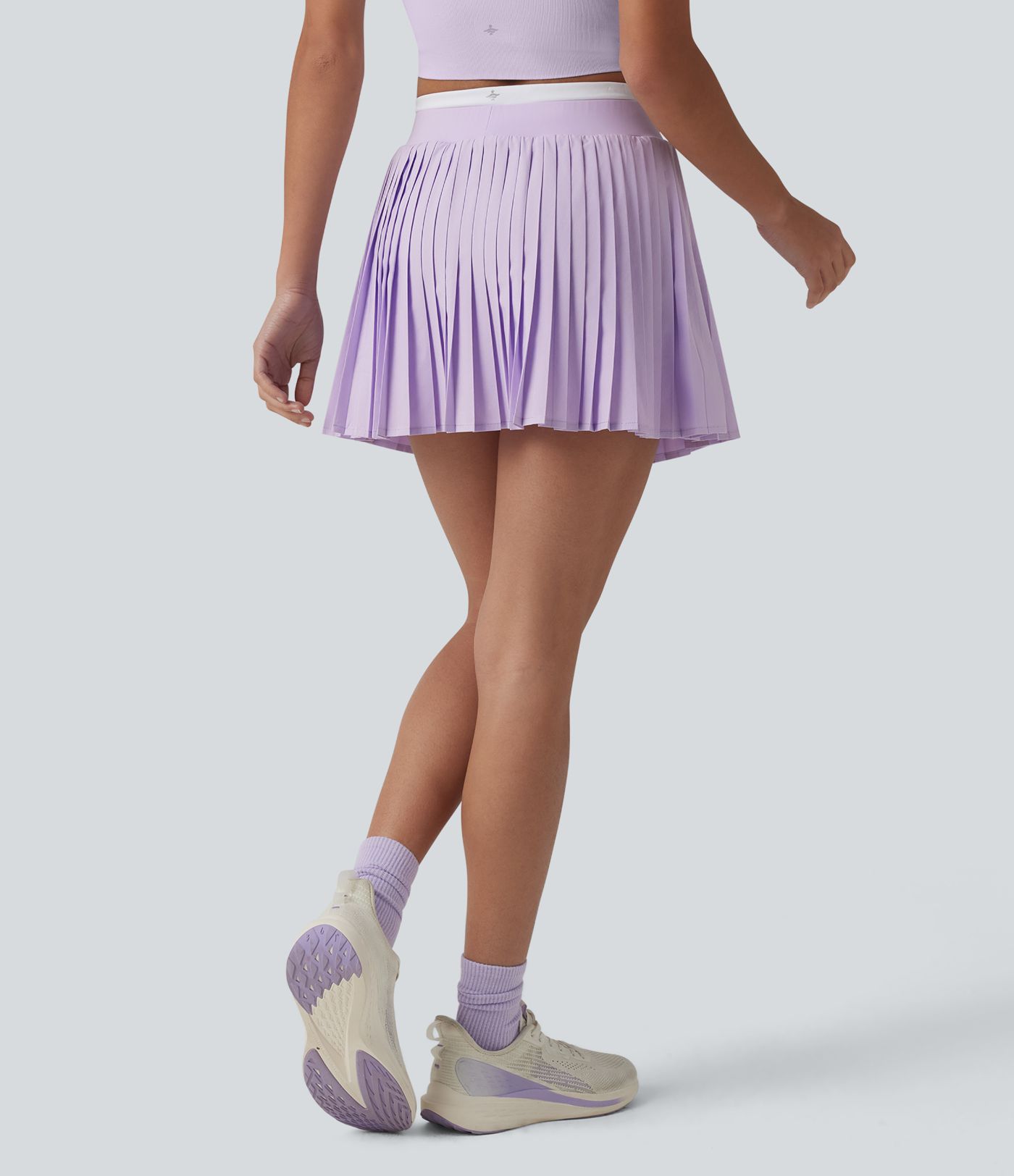Breezeful™ High Waisted Color Block 2-in-1 Pleated Mini Quick Dry Tennis Skirt with Pockets
