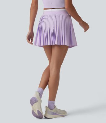 Breezeful™ High Waisted Color Block 2-in-1 Pleated Mini Quick Dry Tennis Skirt with Pockets