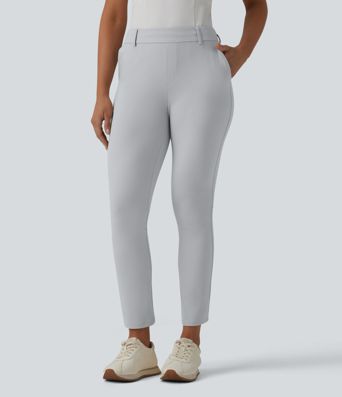 Mid Rise Quick Dry Golf Slim Pants-Golf Tee Pocket-UPF40+