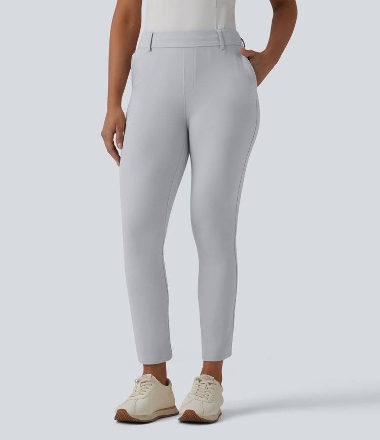 Mid Rise Quick Dry Golf Slim Pants-Golf Tee Pocket-UPF40+