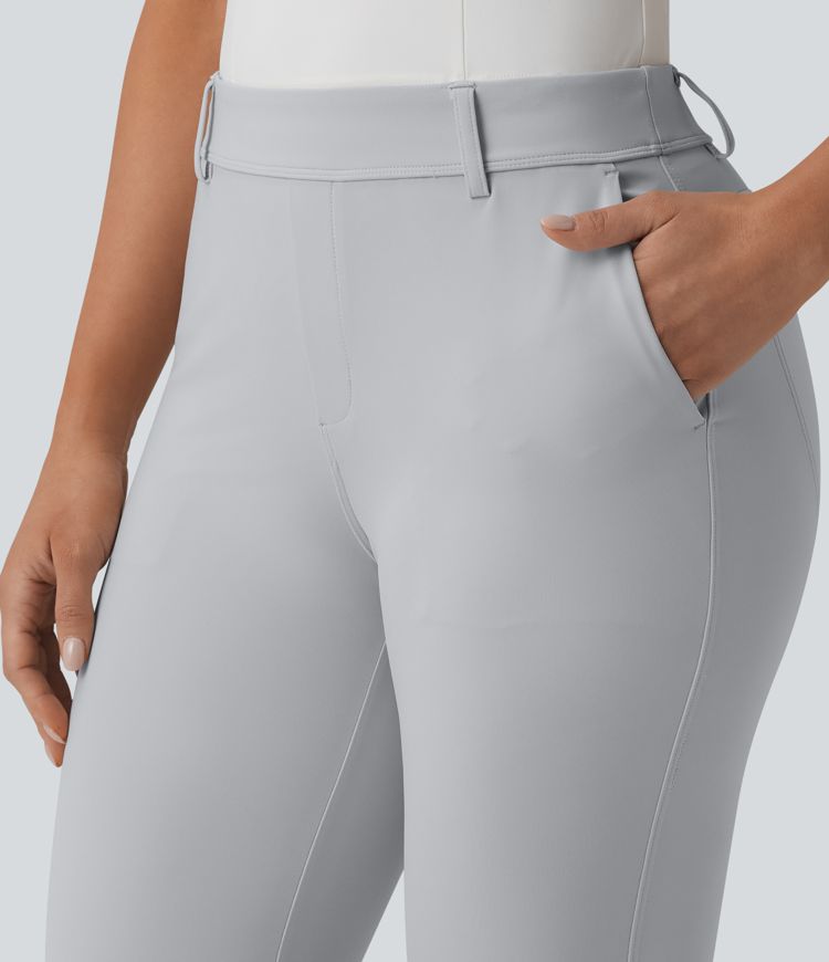 Mid Rise Quick Dry Golf Slim Pants-Golf Tee Pocket-UPF40+