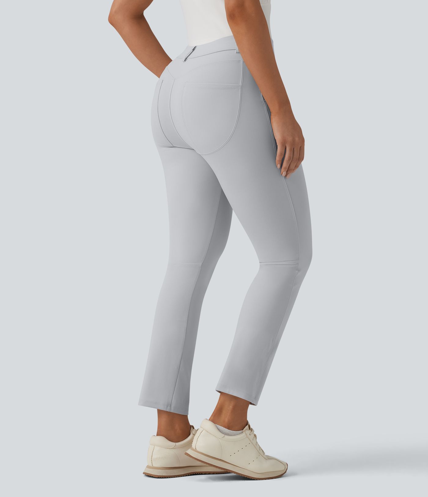 Mid Rise Quick Dry Golf Slim Pants-Golf Tee Pocket-UPF40+