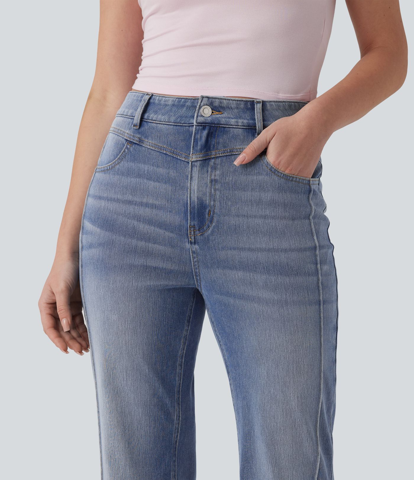 Halara Flex™ Jean droit taille haute avec poches